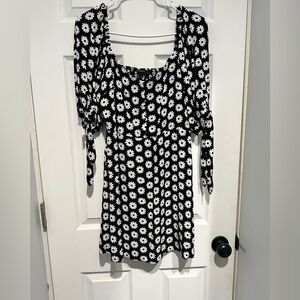 Floral black and white dress